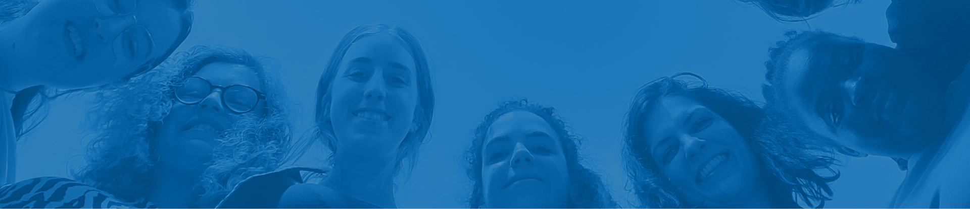 Background image of Circle group of people happy together and the No Borders to Youth logo.